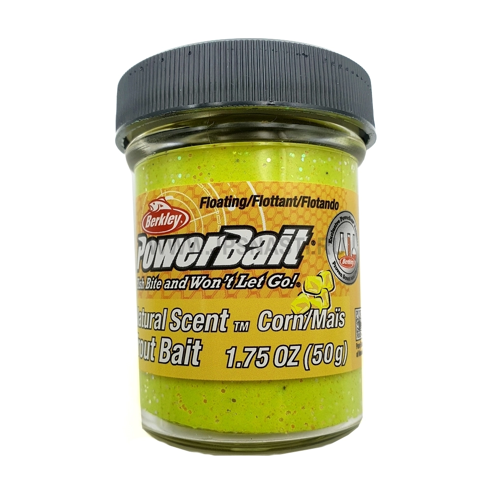 Паста форелевая Berkley PowerBait Select Trout Bait, желтая с блестками, кукуруза