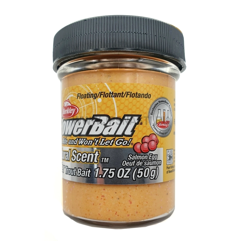 Паста форелевая Berkley PowerBait Natural Glitter Trout Bait, светло-бежевая с блестками, икра