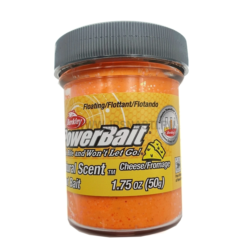 Паста форелевая Berkley PowerBait Natural Scent Trout Bait, flr оранжевый с блестками, сыр