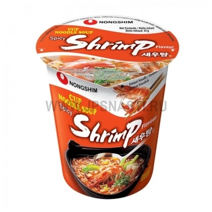 Лапша быстрого приготовления Nongshim, со вкусом острой креветки, 67 гр