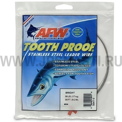 Поводковый материал AFW Tooth Proof Stainless Steel Single Strand Leader, #3, 9.2 м, bright, S03T-0