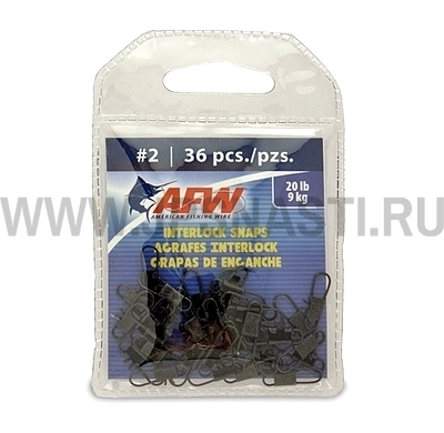 Застежки Afw Interlock Snaps, #2, 20 Lb, black