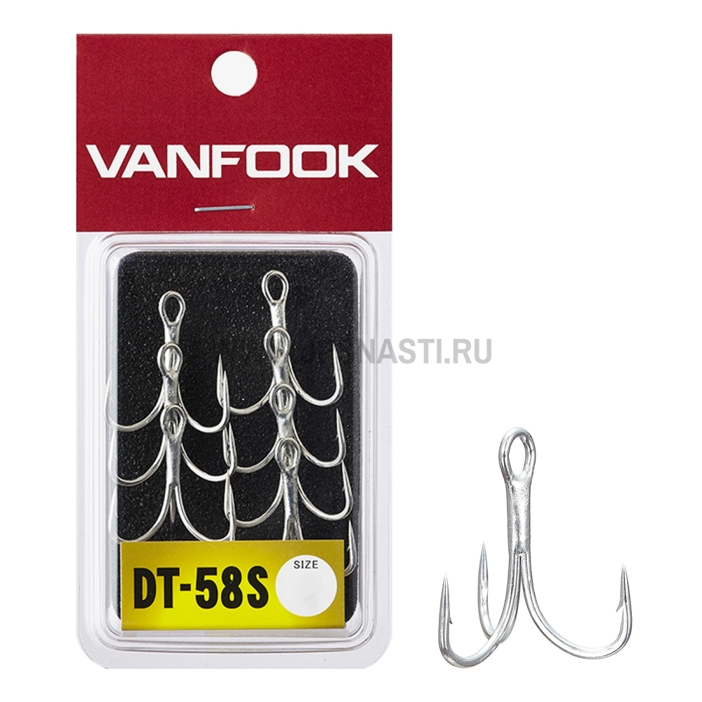 Крючки тройные Vanfook DT-58S, #3, Silver