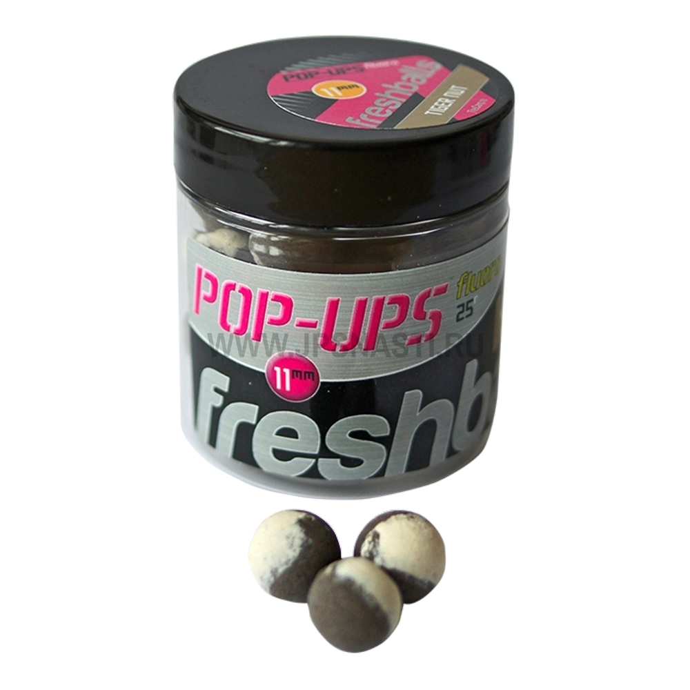 Бойлы Fresh Baits Pop-Ups плавающие Fluoro 11 мм, Tiger Nut (тигровый орех), Черно-белые