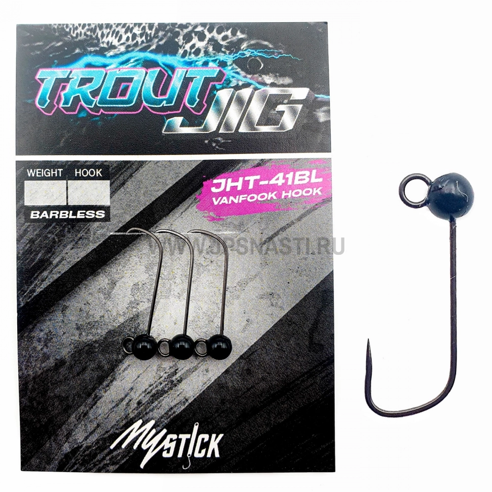 Джиг-головки вольфрамовые MyStick Trout Jig, 0.4 г, #6, черный