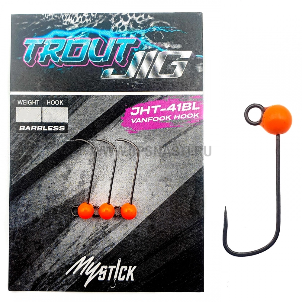 Джиг-головки вольфрамовые MyStick Trout Jig, 0.4 г, #6, оранжевый