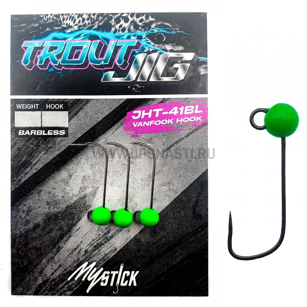 Джиг-головки вольфрамовые MyStick Trout Jig, 0.8 г, #6, зеленый