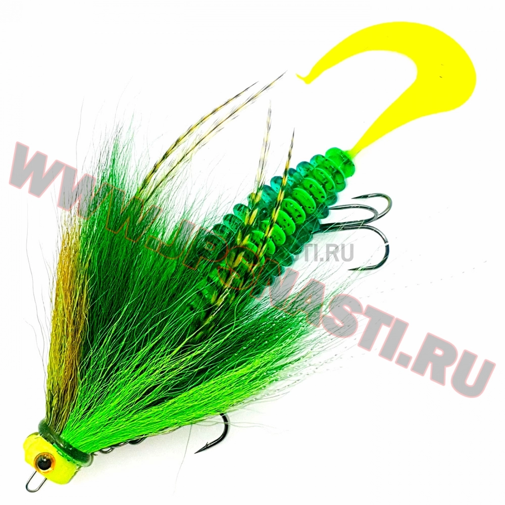 Бактейл оснащенный Boroda Baits Bearded Mouse Micro, #309 - Emerald / Lemon