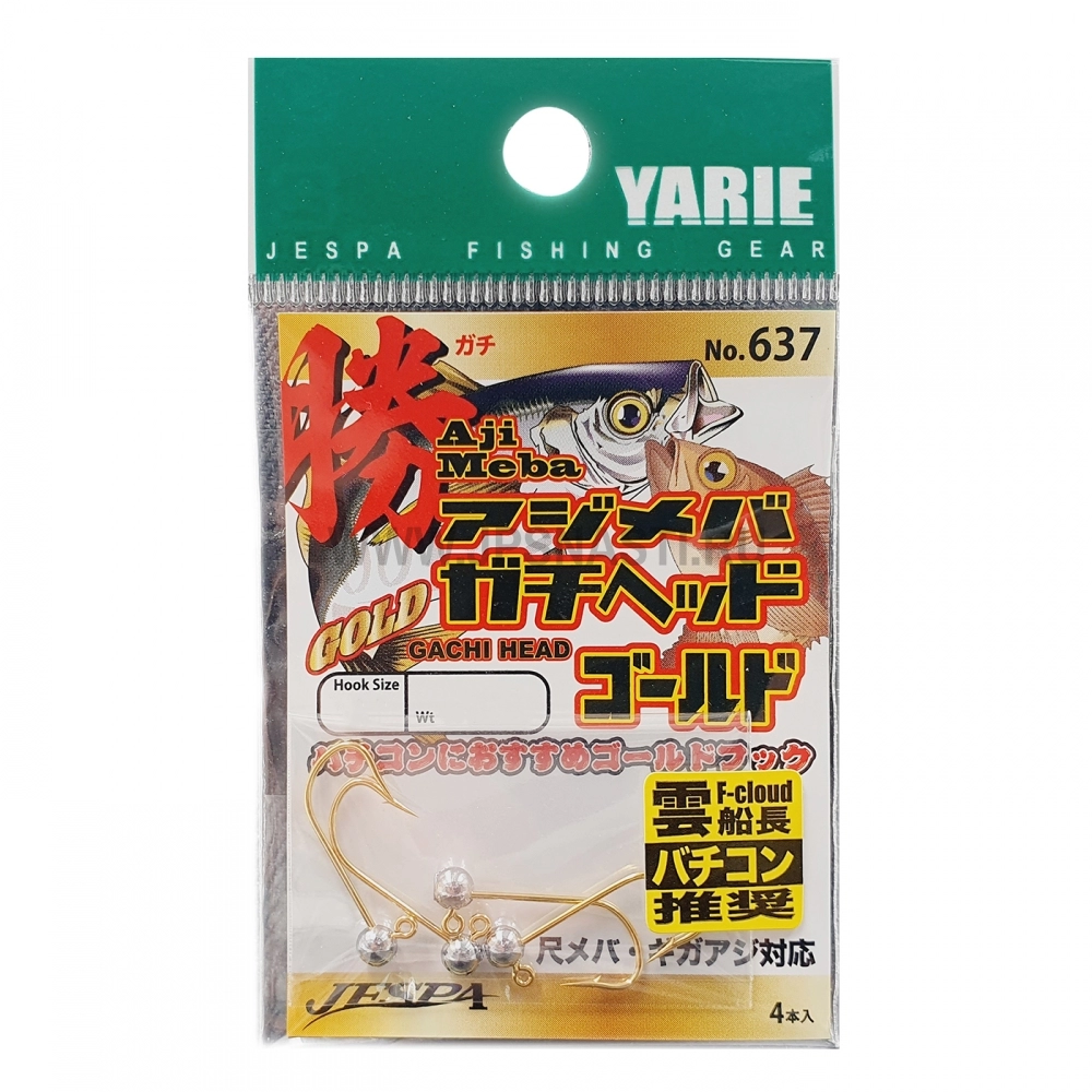 Джиг головки Yarie №637 Aji Meba Gachi JH, 0.4 гр, #6, Gold Hook