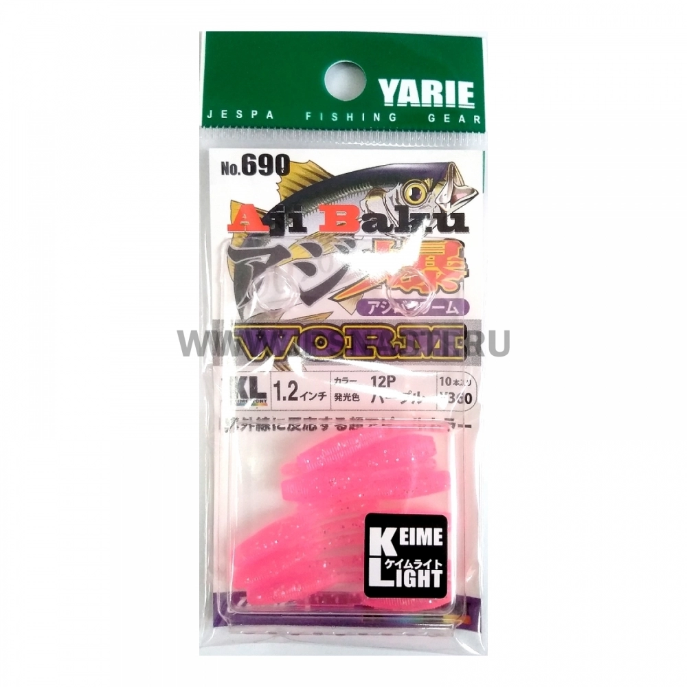 Силиконовая приманка Yarie №690 Aji Baku Worm 1.2", 12P