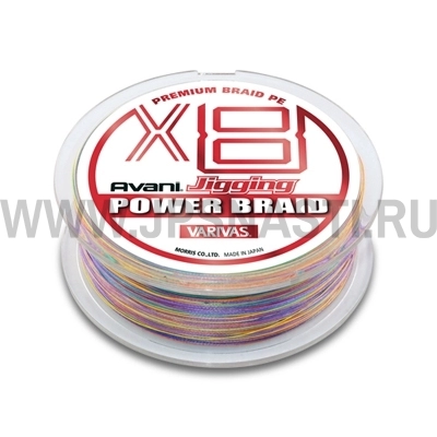 Плетеный шнур Varivas Avani Jigging Power Braid PE х8, #1, 200 м, многоцветный