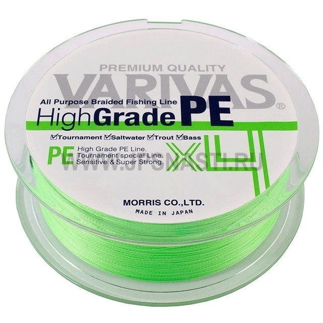 Плетеный шнур Varivas High Grade PE х4, #1, 150 м, салатовый