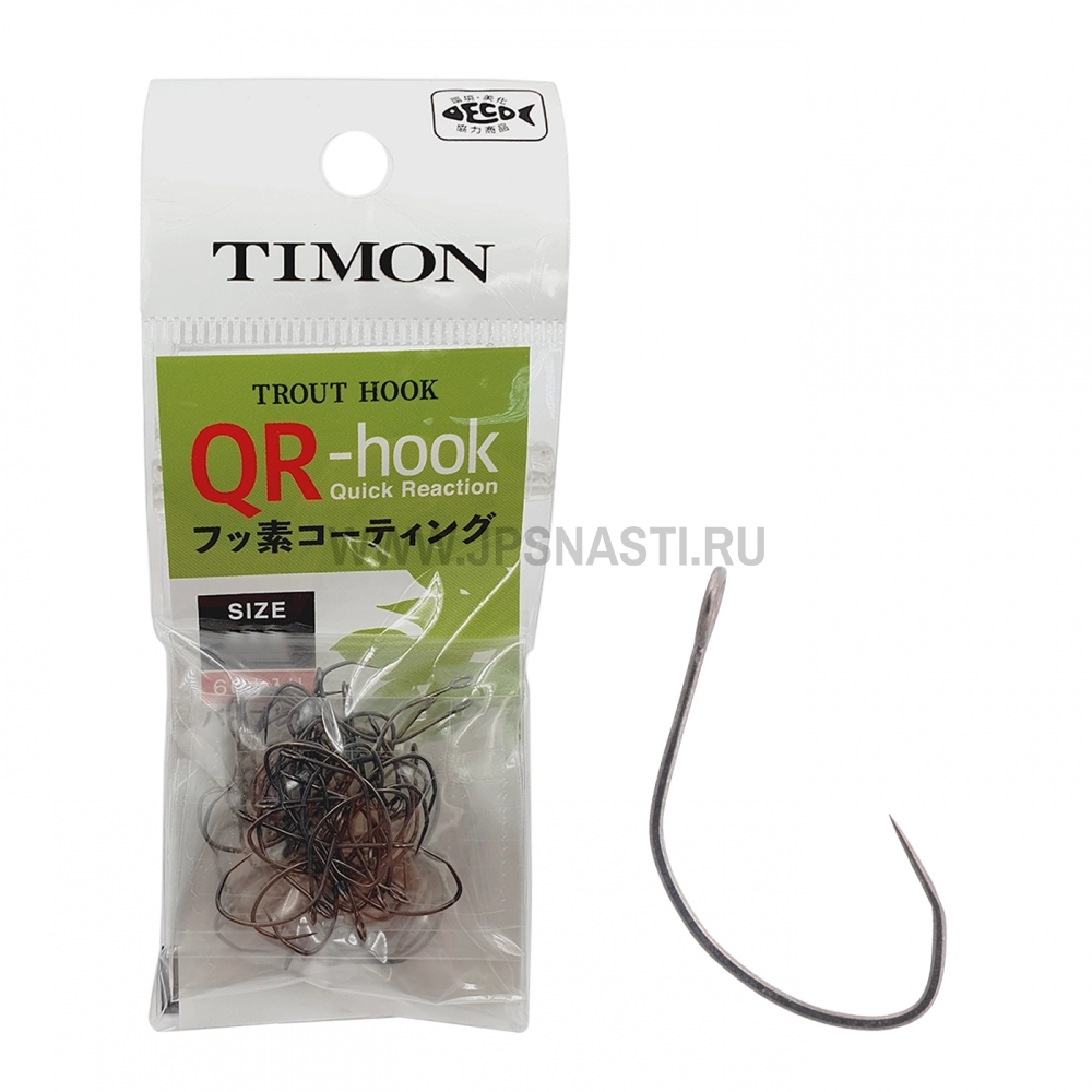 Крючки одинарные Timon QR-hook, #6, 60 шт