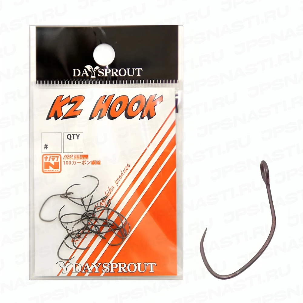 Крючки одинарные Daysprout K2 Hook, Nanotef Coat, #6, 15 pcs