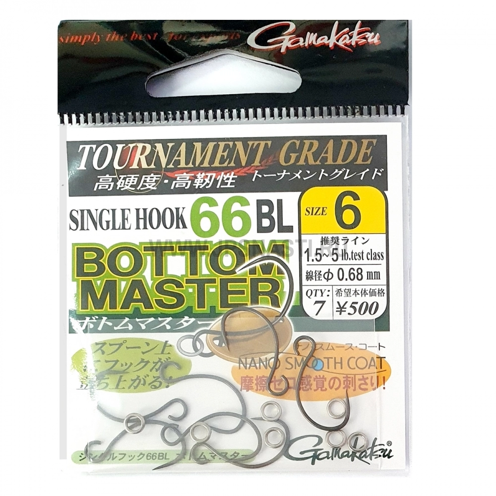 Крючки одинарные Gamakatsu Single Hook 66 BL Bottom Master, #6