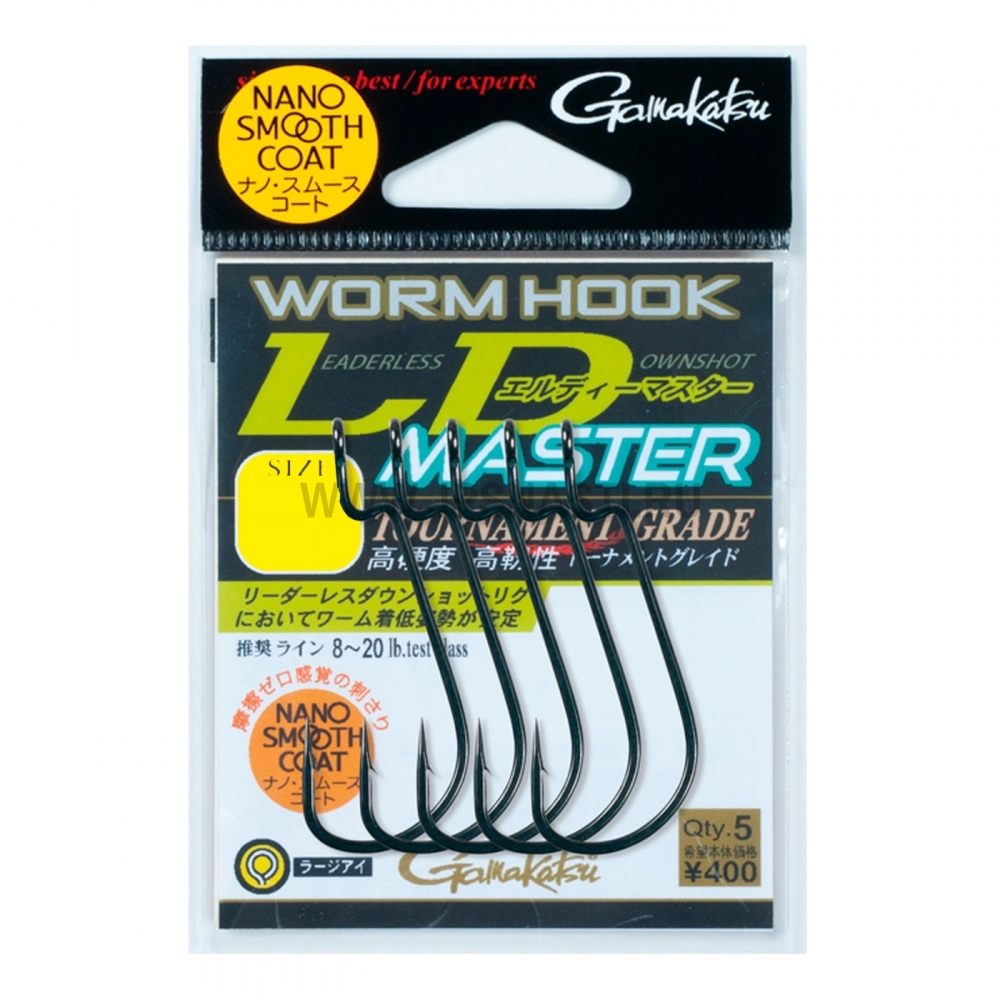 Крючки офсетные Gamakatsu Worm Hook LD Master, #1/0