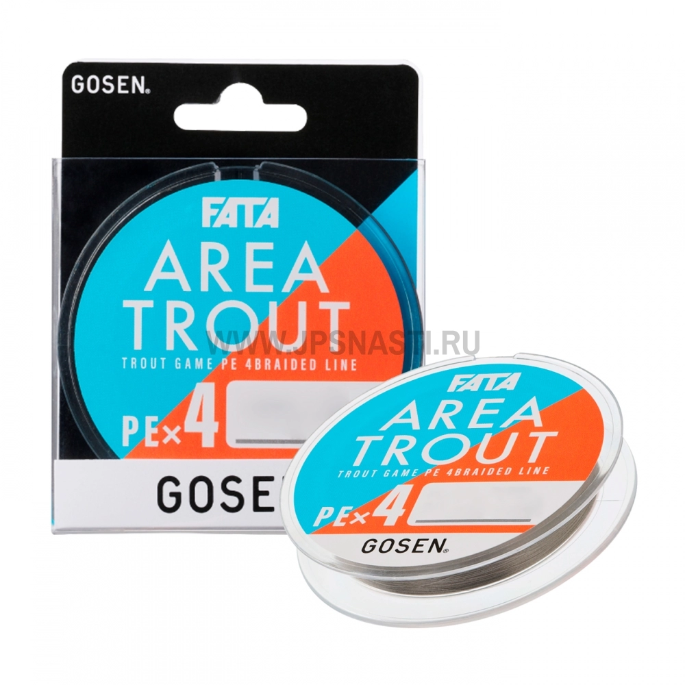 Плетеный шнур Gosen Fata Area Trout PEx4, #0.2, 100 м, серый