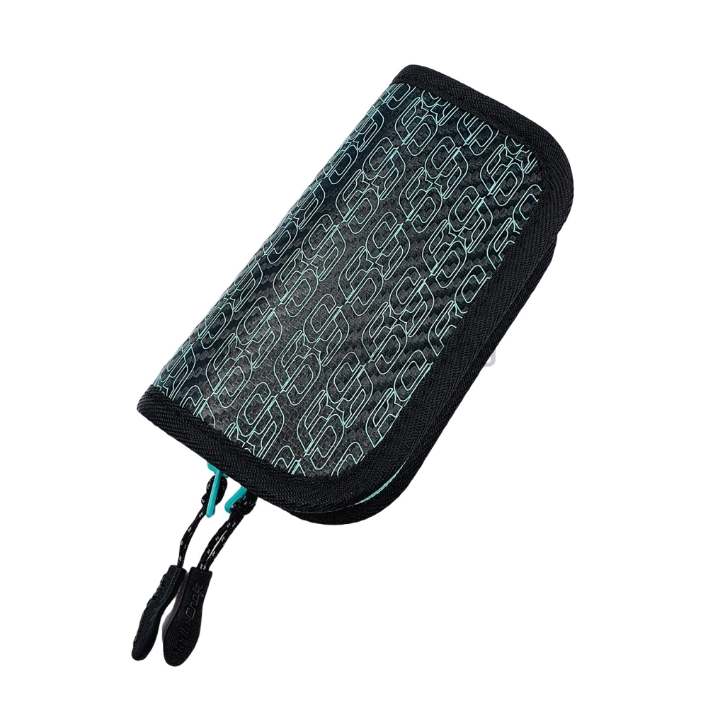 Кошелек для приманок Rodio Craft Carbon Wallet Mini Long, 140х70х30 мм, #Black/RC Turquoiz Logo