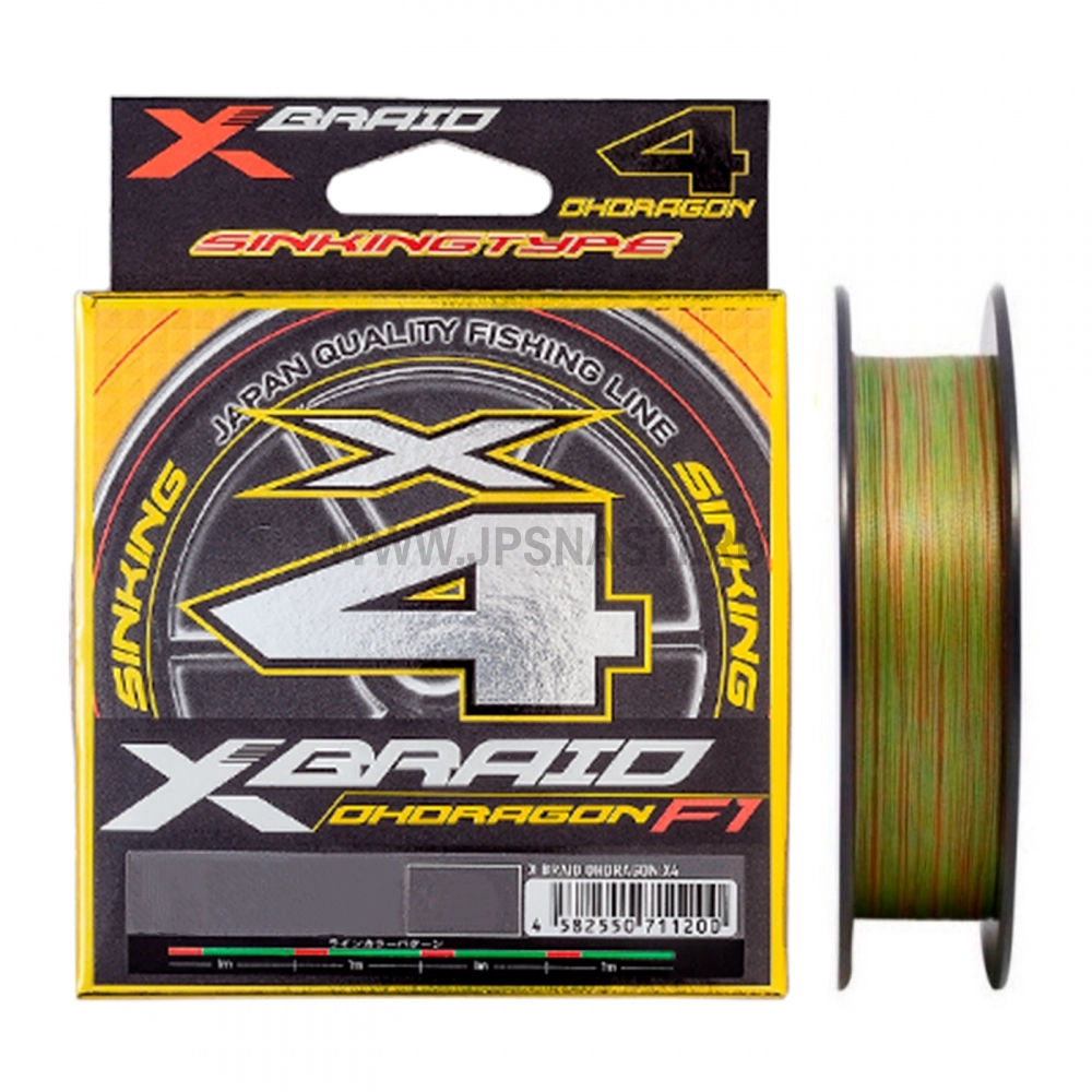 Плетеный шнур YGK X-Braid Ohdragon F1 х4, #1.5, 150 м, тонущий, многоцветный