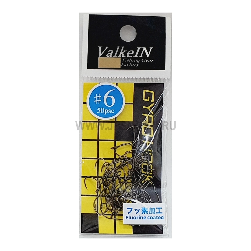 Крючки одинарные ValkeIN Gyro Hook, #6 (50 pcs)