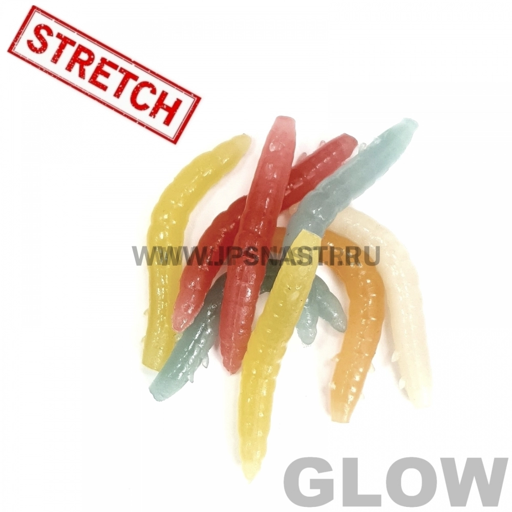 Силиконовые приманки Soorex Pro King Worm, 42 мм, сыр, mix glow