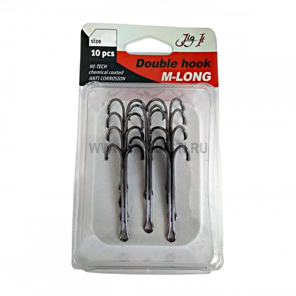 Крючки двойные Jig It M-Long Double Hooks, #3/0, 10 шт