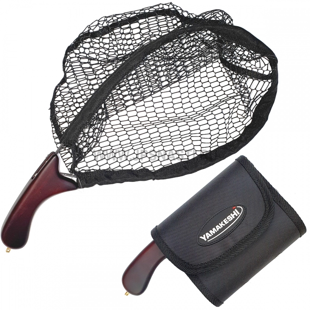 Подсачек для забродной рыбалки Yamakeshi Net Stream Curve, 45 см, red wood