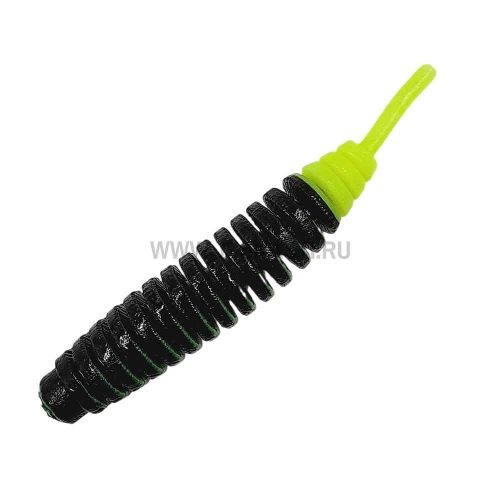 Силиконовые приманки Trout Zone Ribber Pupa, 2.3 inch, сыр, черный/шартрез