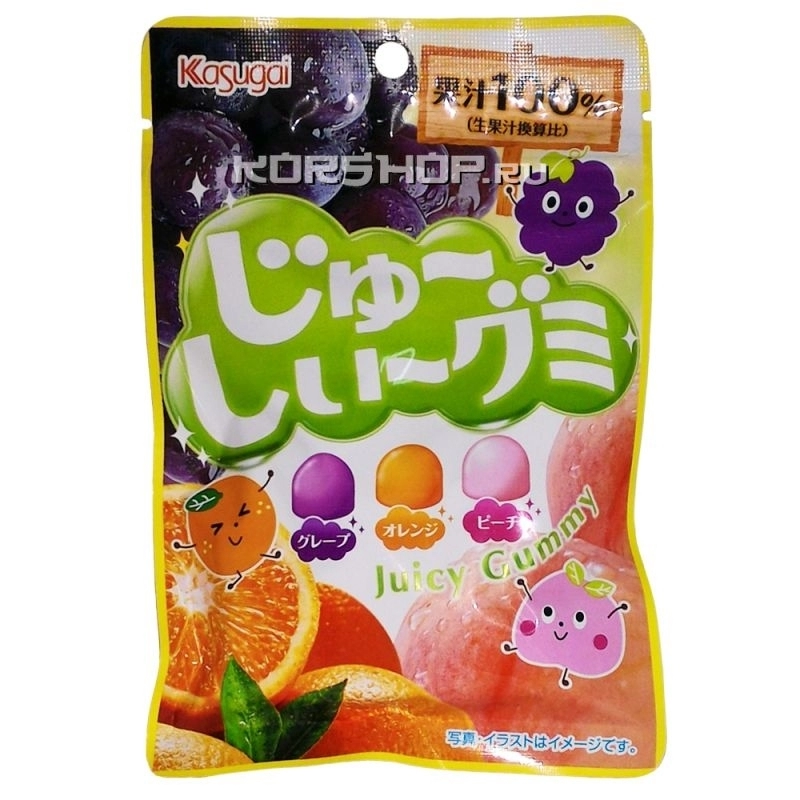 Мармелад Juicy Gummy Ka Sugai, Ассорти Juicy из 100 % натур.сока, 53 гр