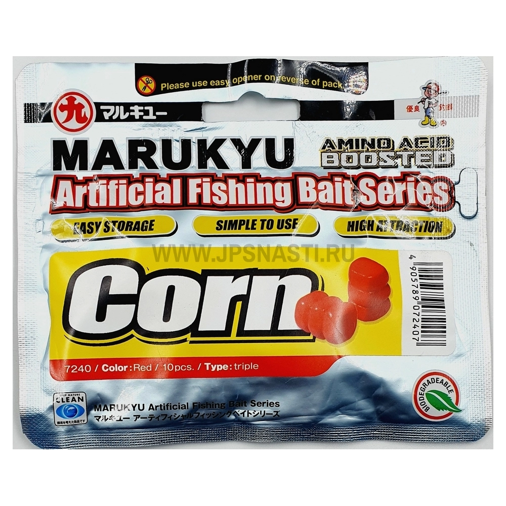 Готовая насадка Marukyu Corn, Triple, красный, 10 шт.