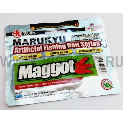 Силиконовая приманка Marukyu Maggot triple, Red