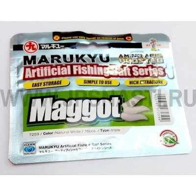 Силиконовая приманка Marukyu Maggot triple, White