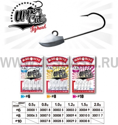 Джиг головки Magbite Upper Cut Jighead, 1 гр, #6