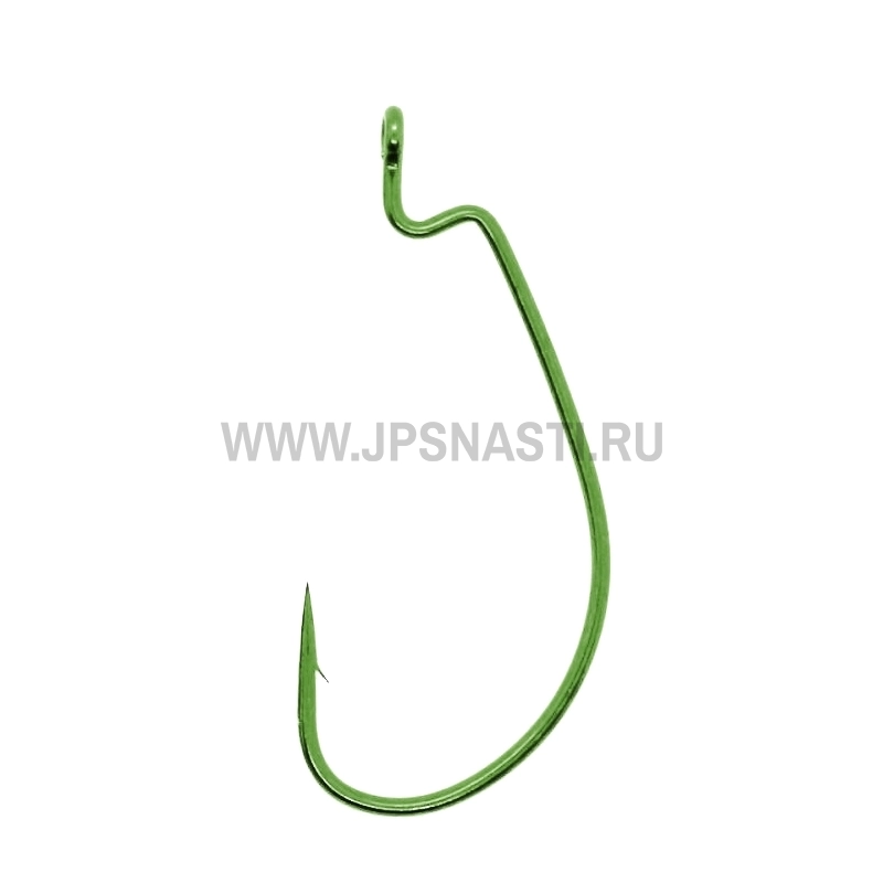 Крючки офсетные Vanfook Worm 55G, Mat Green, #6/0