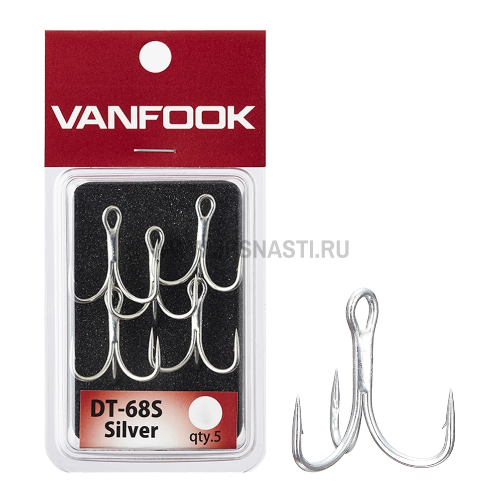 Крючки тройные Vanfook Predator Treble 3X Strong DT-68S, Silver, #6