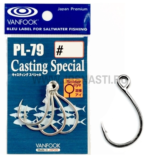 Крючки одинарные Vanfook Casting Special PL-79, Silver, #6/0