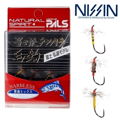 Мушки Nissin Tenkara Kebari Barbless Mix #14, безбородые, 3 шт.