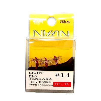 Мушки Nissin Light Fly Tenkara Kebari BL-R, #14, безбородые, красный, 3 шт.