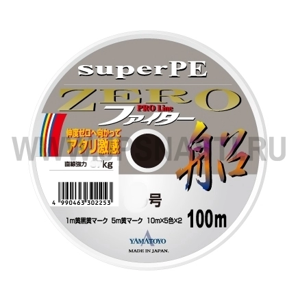 Плетеный шнур Yamatoyo Super PE Zero Fighter х4, #8, 100 м, многоцветный