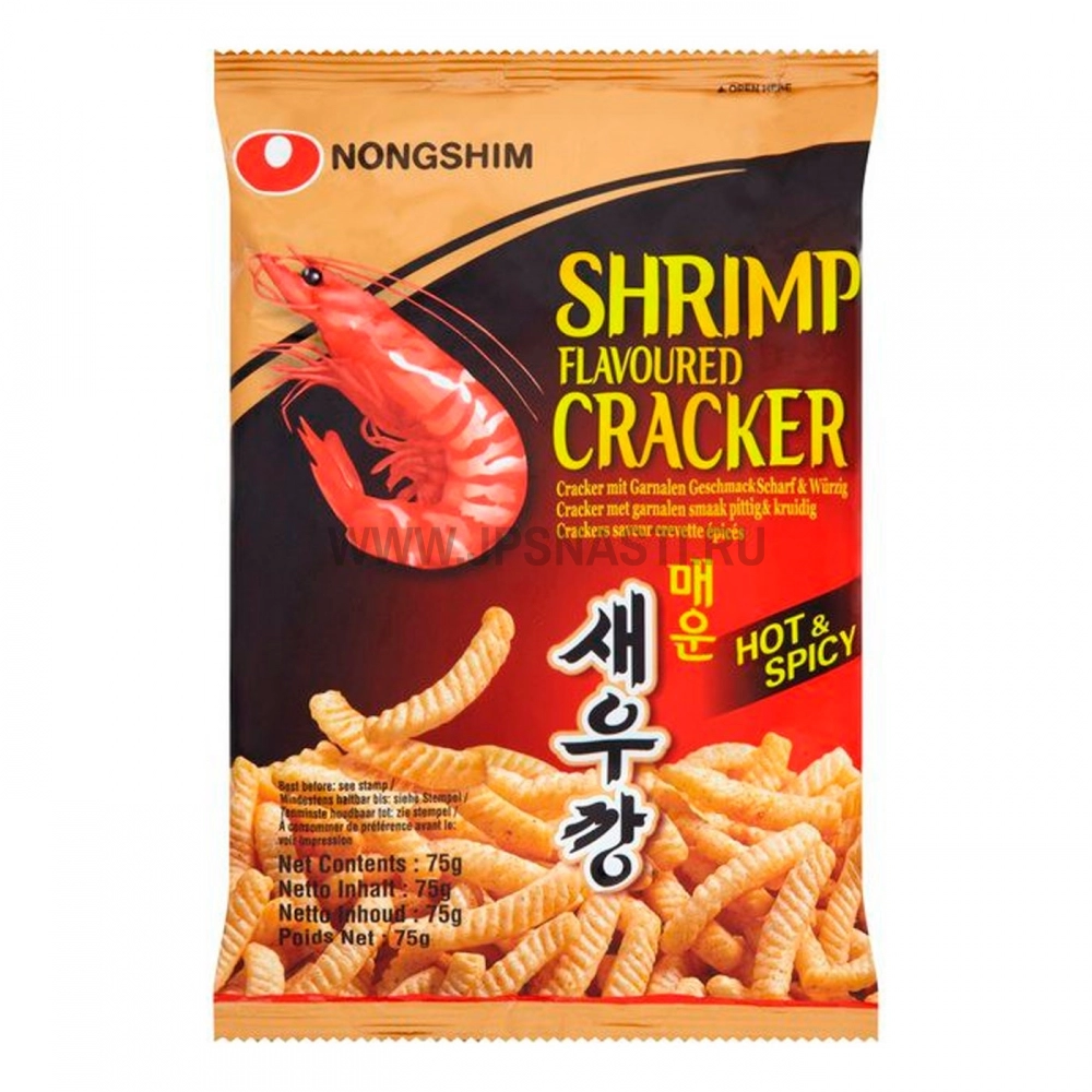 Чипсы Nongshim Shrimp Flavoured Cracker со вкусом острой креветки, 75 г