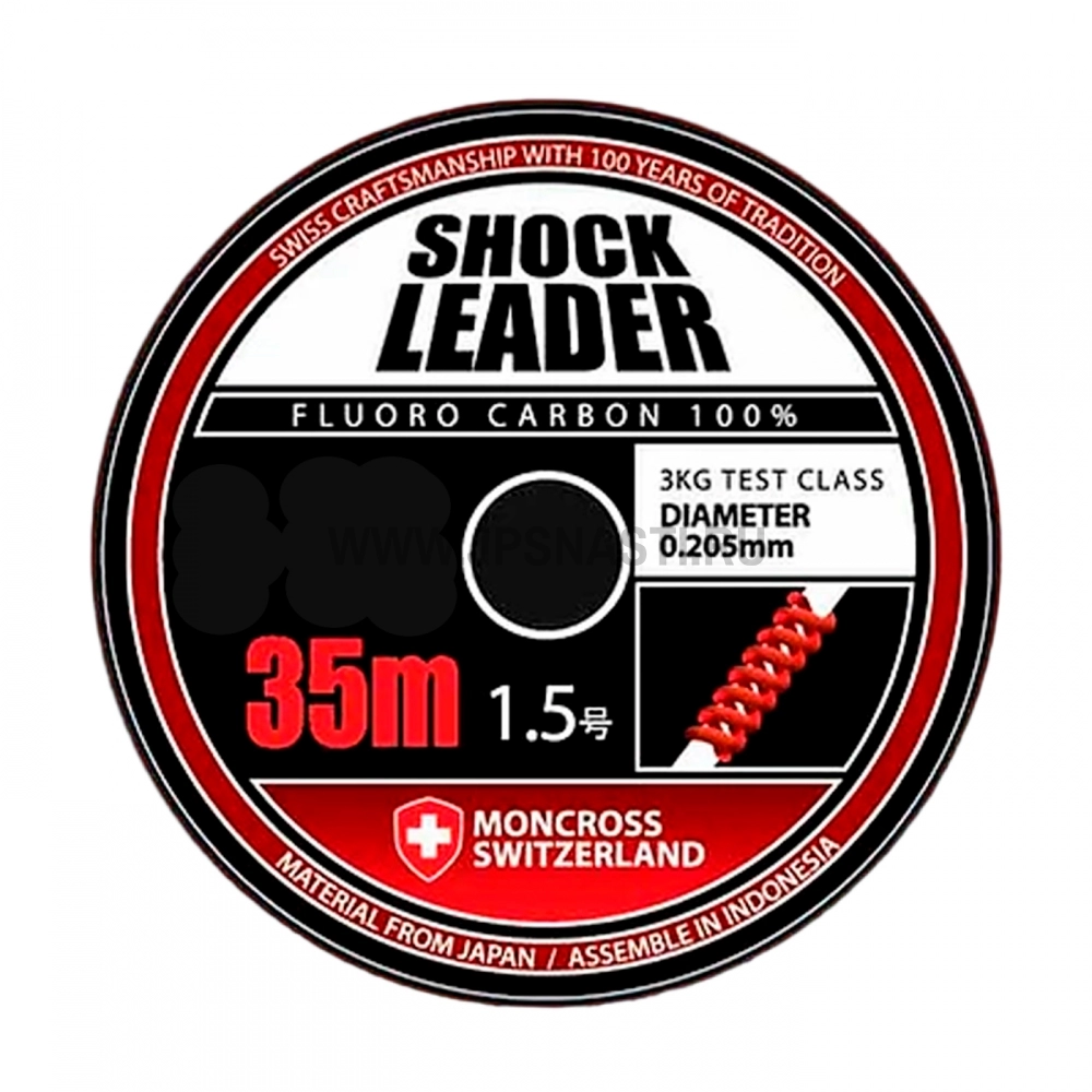 Шок лидер флюорокарбоновый Moncross Shock Leader, #2, 35 м, прозрачный