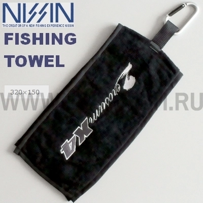 Полотенце Nissin Fishing Towel с карабином, черный