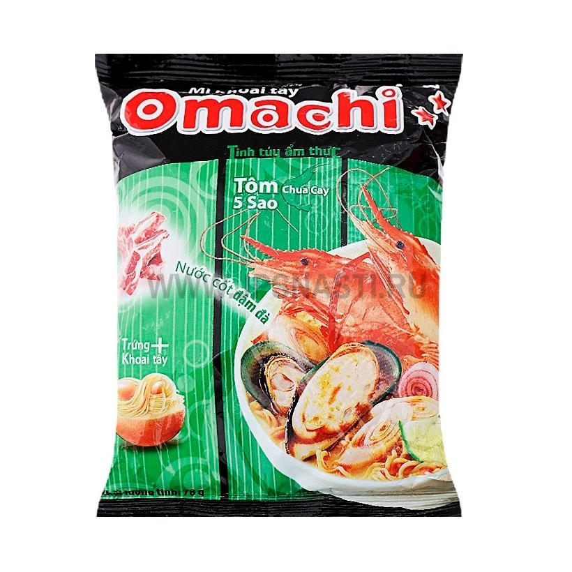 Лапша быстрого приготовления Omachi, со вкусом тигровых креветок, 78 гр