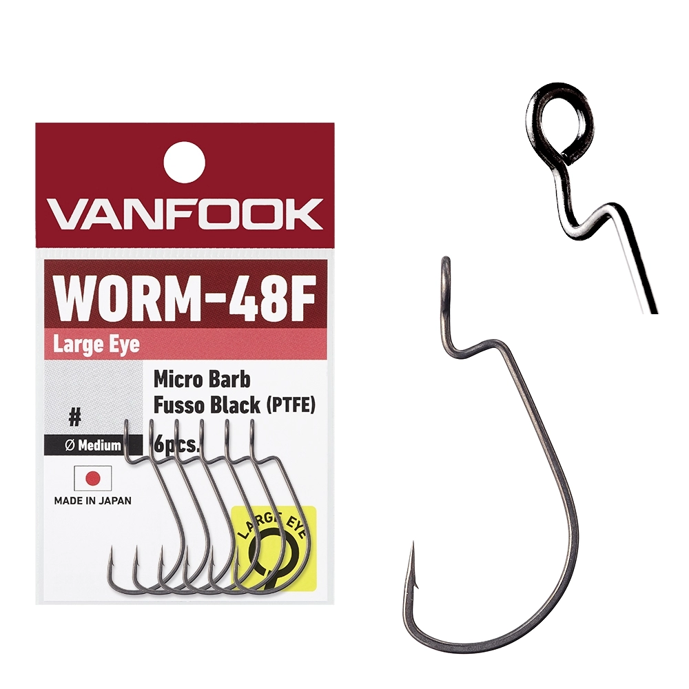 Крючки офсетные Vanfook Worm-48F Large Eye