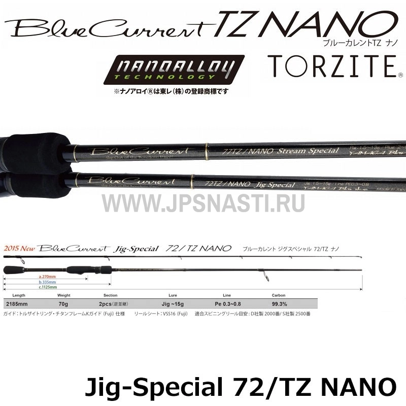 Спиннинг Yamaga Blanks BlueCurrent 72/TZ Nano Jig-Special, 218 см