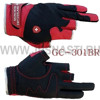 Перчатки без 3-х пальцев Moncross GC-301BR, размер XL, черно-красный